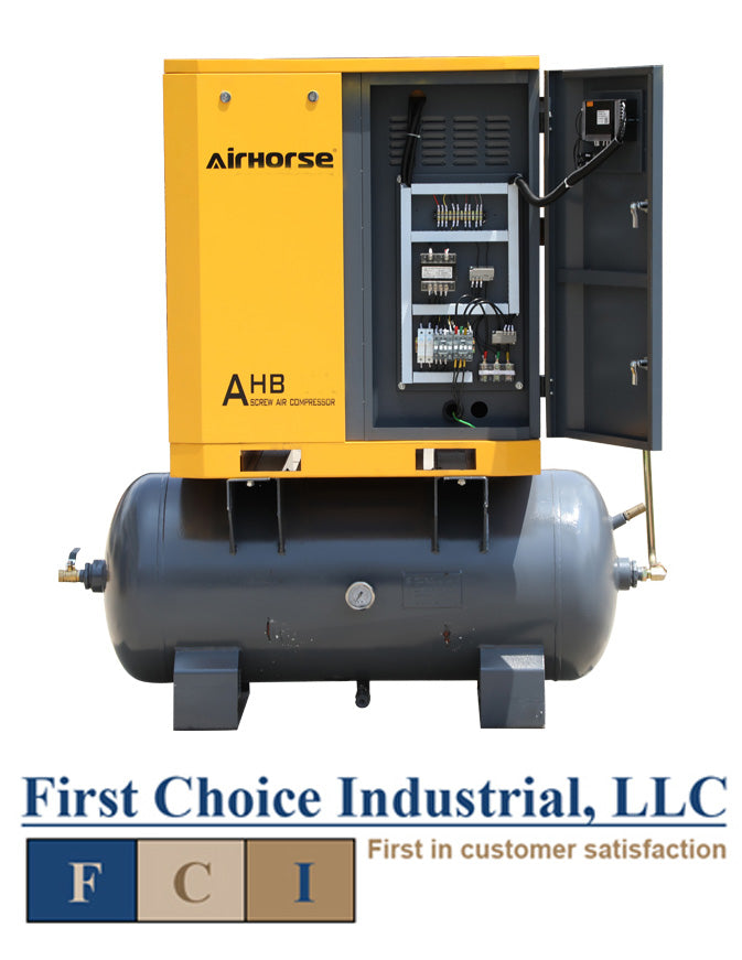 Belt Driven - 5.5 Hp Rotary Screw Air Compressor with Refrigerated Dryer and Tank - Airhorse AHB-5A