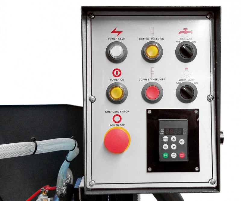 Cantek JF-330A Series Profile Grinder - Centralized control panel with VFD control for grinding wheel speed & digital speed readout