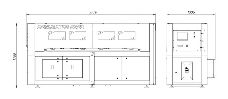 Edda Boxmaster 2500 Cardboard - Corrugated Box Making Machine, - Technical Drawing
