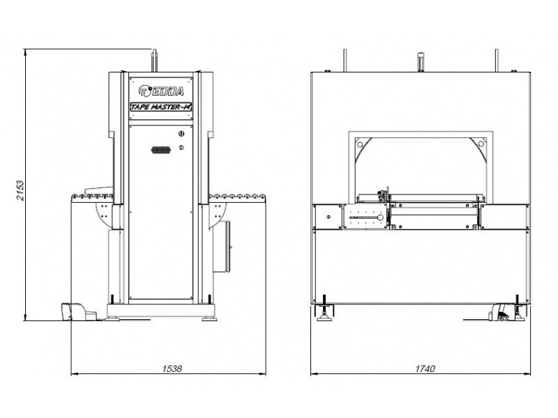 Edda Tapemaster M (Medium) Box Taping Machine - Technical Drawing