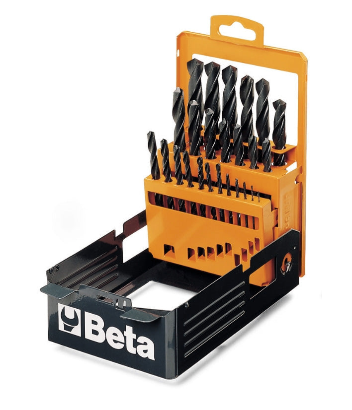 Beta Tools - (Set of 25) Set of twist drills with cylindrical shanks in case
