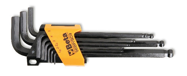Beta Tools Ball Head Offset Hex Key Set -  9 Pieces With/ Storage Clip