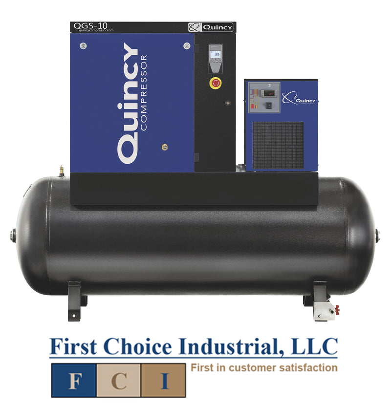 Belt Driven - 10Hp Rotary Screw Air Compressor - Quincy QGS 10