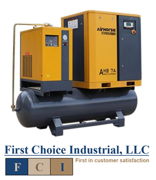 Belt Driven - 7.5 Hp Rotary Screw Air Compressor w/Refrigerated Dryer & Tank - Airhorse AHB-7A
