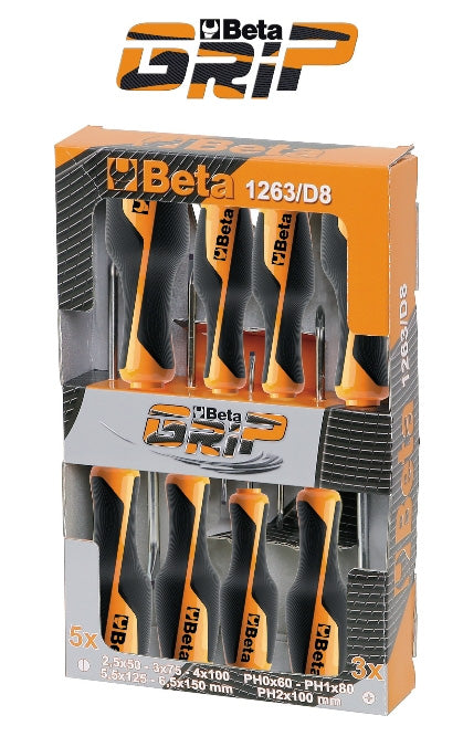 Set of 8 Phillips Head Screwdrivers from Beta Tools